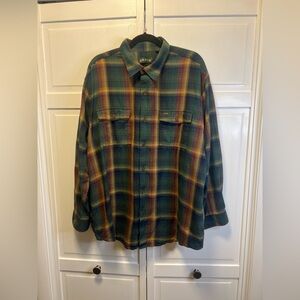 Orvis Men’s Flannel Shirt Size Men’s XL Color Green/Yellow/Red Plaid Pattern